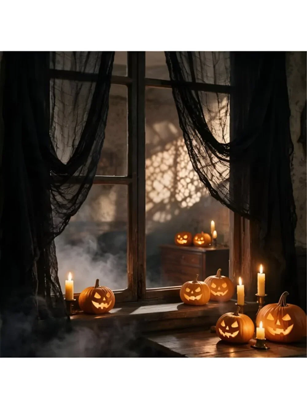 5 Pack 30x90 Black Halloween Cloth Creepy Cloth Tattered Gauze Decor